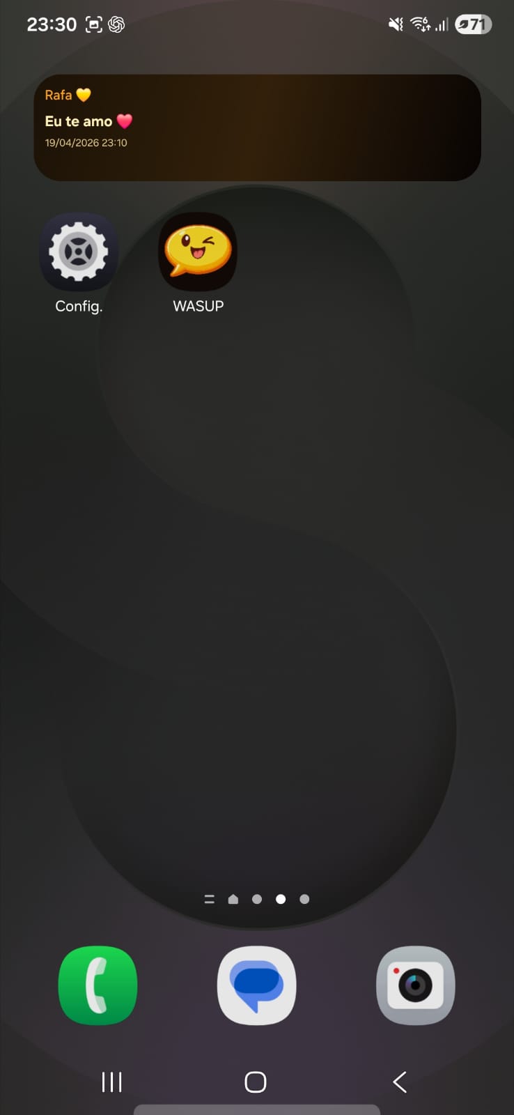 Variação do widget do WASUP com mensagem em destaque